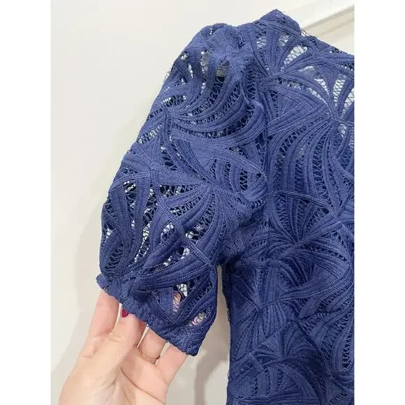 Kay Unger Portia Tea Length Dress in Midnight Blue - Picture 12 of 16